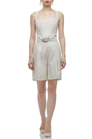 HIGH WAISTED BELTED ABOVE THE KNEE LENGTH SHORTS BAN2011-0344