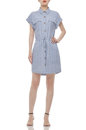 BUTTON DOWN WITH DRAWSTRING ON THE WAIST SHIRT DRESS BAN2102-0063