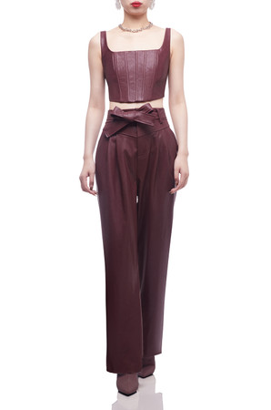 HIGH WAISTED BELTED FULL LENGTH PANTS BAN2109-0877