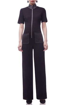 ZIP UP FRONT WIDE LEG JUMPSUITS BAN2108-0578