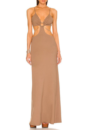 CAMISOLE WITH CHAIN ON THE WAIST FLOOR LENGTH DRESS P2111-0135