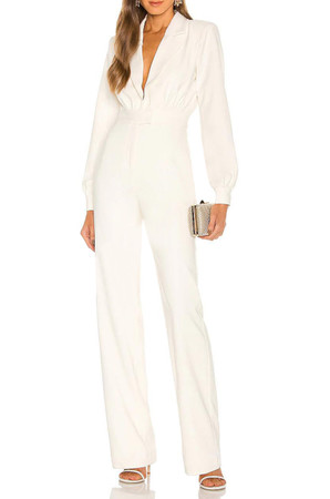 DEEP V-NECK WIDE LEG JUMPSUITS BAN2106-1052