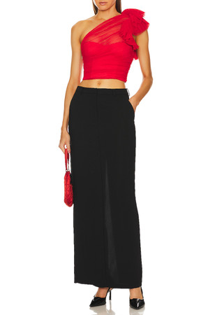 ONE SHOULDER WITH FALBALA CROPPED TOP BAN2306-0025