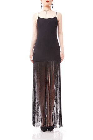 SLIP WITH TASSLES FLOOR LENGTH DRESS BAN2311-1144