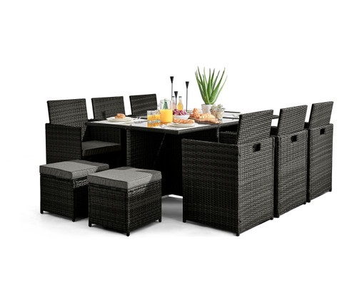 Monaco Black Rattan Garden 10 Seat Dining Set Monaco Black Rattan Garden 10 Seat Dining Set