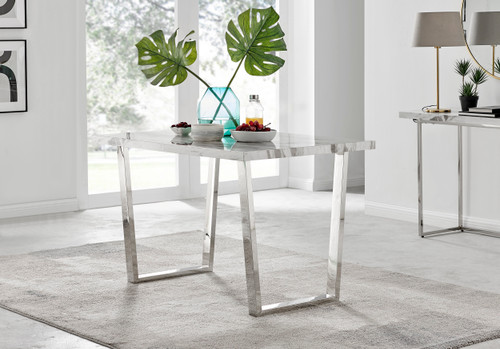 Kylo 120cm White Marble Effect Dining Table Kylo 120cm White Marble Effect Dining Table