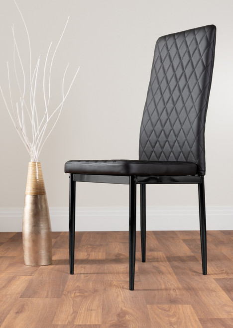 6x BLACK Milan Dining Chairs (Black Leg)