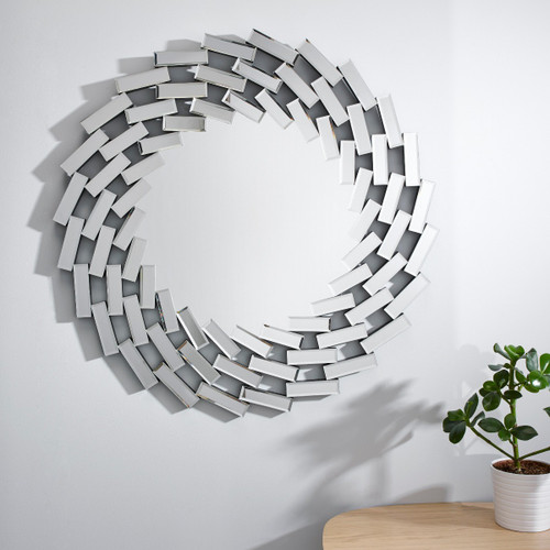 Venetian Large Round Silver Wall Mirror Venetian Large Round Silver Wall Mirror