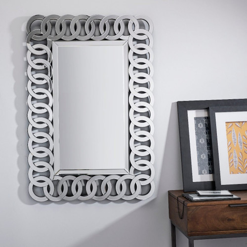 Italian Large Silver Patterned Rectangular Wall Mirror Italian Large Silver Patterned Rectangular Wall Mirror