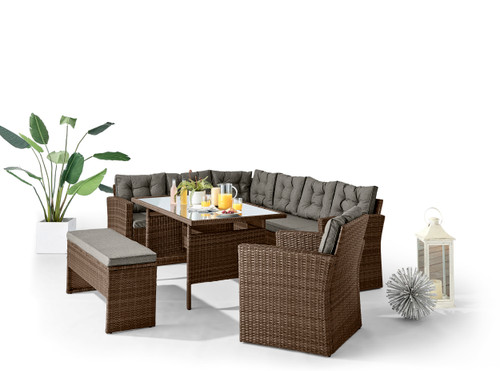 Marbella Brown Rattan 9 Seat Garden Dining Set Marbella Brown Rattan 9 Seat Garden Dining Set