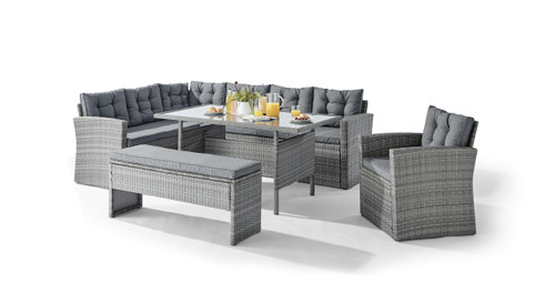 Marbella Grey Rattan 9 Seat Garden Dining Set Marbella Grey Rattan 9 Seat Garden Dining Set