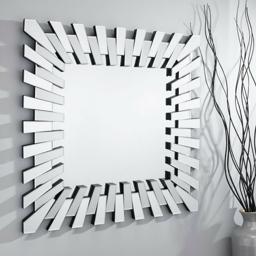 Starburst Large Square Modern Silver Wall Mirror Starburst Large Square Modern Silver Wall Mirror