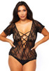 Floral lace teddy Black Plus Size