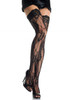 Rose Lace Thigh Highs Black O/S