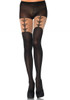 Pantyhose Woven Garterbelt Black O/S