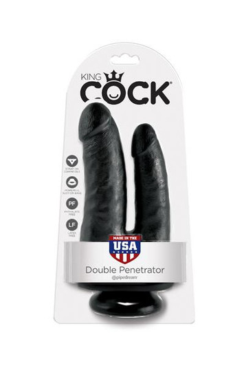 King Cock Double Penetrator Black with suction cup
