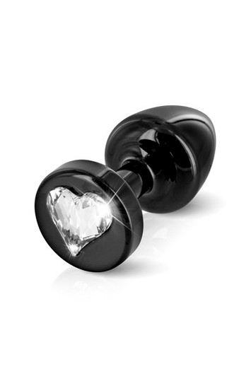 ANNI HEART CRYSTAL T1 BLACK - Πρωκτικό μεταλλικό βύσμα με διαμάντι Swarovski σε σχήμα καρδιάς