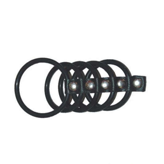 Metal cock ring with leather strap