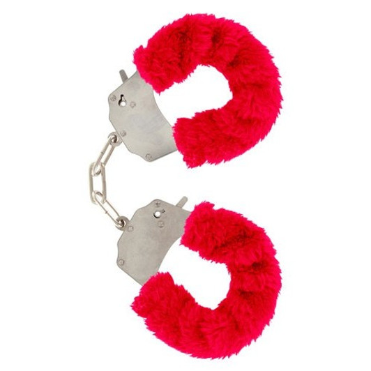Red Furry Metal Handcuffs