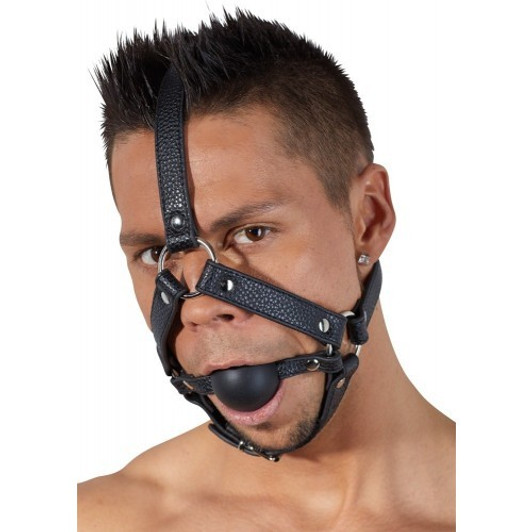One size Head leather Harness with ball gag