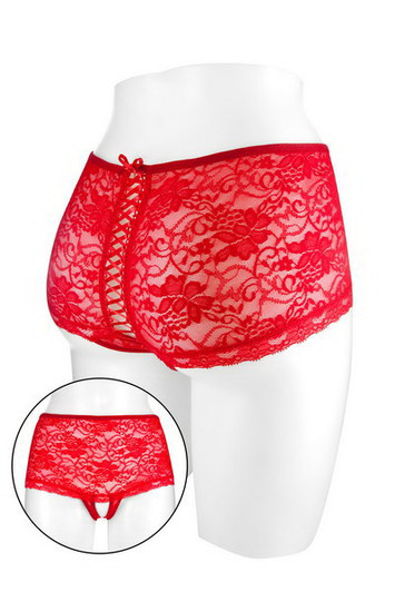 BOXER CYNTHIA OUVERT EN DENTELLE ROUGE O/S