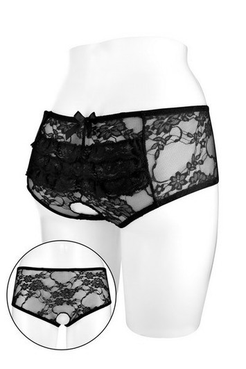 CULOTTE AMANDA OUVERTE EN DENTELLE NOIR O/S