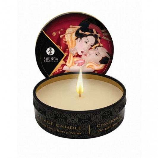 Shunga Massage Candle 30ml Strawbery - Βιώστε μοναδικές στιγμές ρομαντισμού με τα εξαιρετικά κεριά μασάζ της Shunga