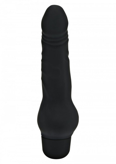 Μικρός Σιλικονάτος Μαύρος δονητής τσέπης 15 εκ με όρχεις