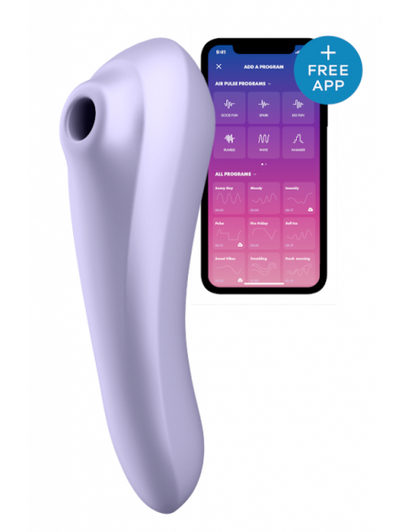 SATISFYER DUAL PLEASURE AIR PULSE VIBRATOR MAUVE - Κλειτοριδορουφήκτρα με App Bluetooth τηλεχειριστήριο