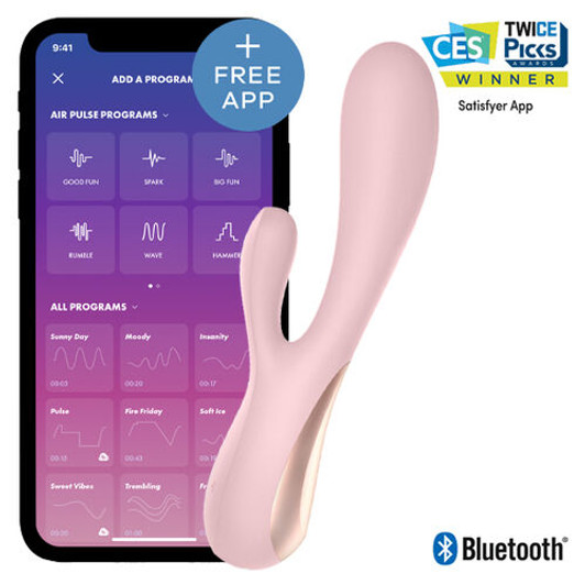 SATISFYER MONO FLEX PINK WITH APP - Κολπικός και Κλειτοριδικός Δονητης Με App Bluetooth Τηλεχειριστήριο
