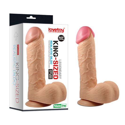 Μέγα ρεαλιστικό λευκό ομοίωμα 8" μέ όρχεις και βεντούζα