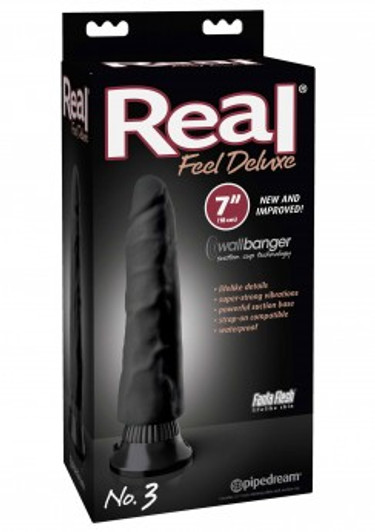 Real Feel Deluxe 3 - Μαύρος δονητής Ομοίωμα Πέους 17,8 εκ