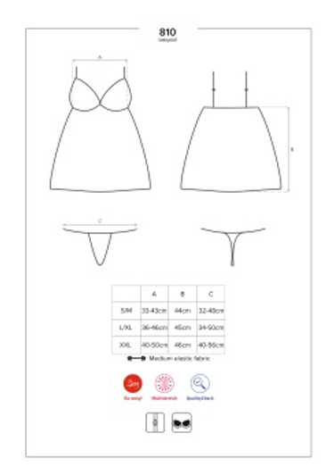 Padded Babydoll & Thong White L/XL Large Obsessive