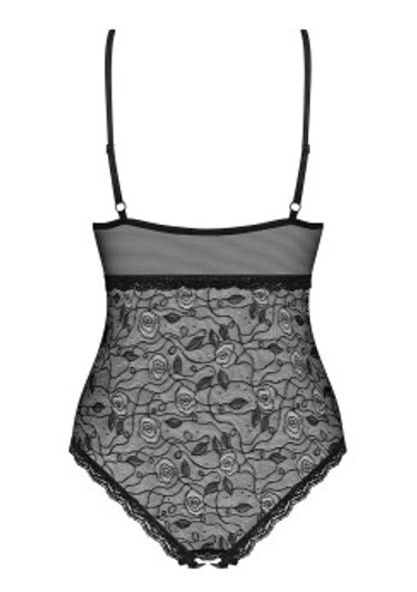 Crotchless Teddy Black L/XL Large Obsessive