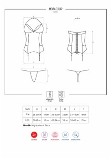 Corset & Thong Red L/XL Large Obsessive