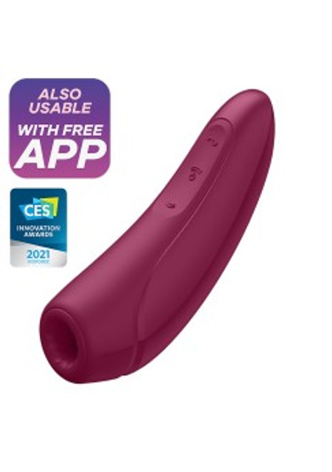 SATISFYER CURVY 1+ APP CONTOLLED TOUCH-FREE USB-RECHARGEABLE AIR PULSE CLITORAL STIMULATOR ROSE RED