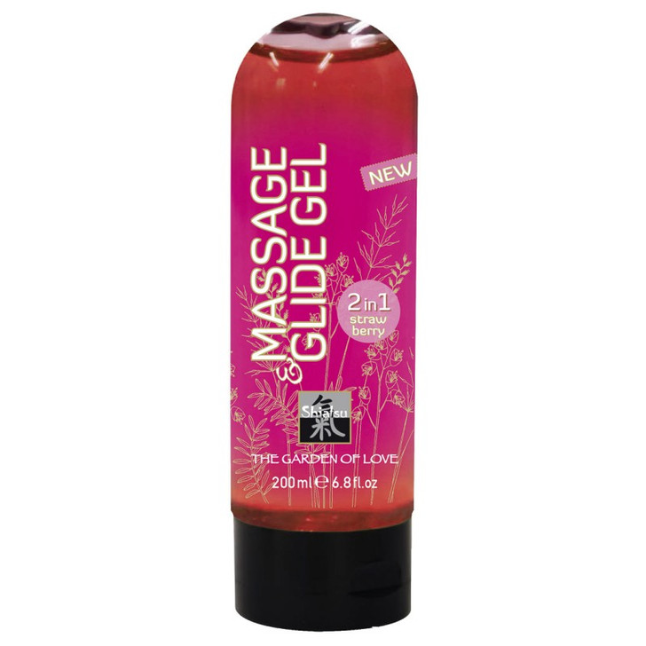 Hot Shiatsu Massage Glide Strawberry 200ml - Λαδί για Μασάζ και Λιπαντικό 2 σε 1 με οσμή της Φράουλας