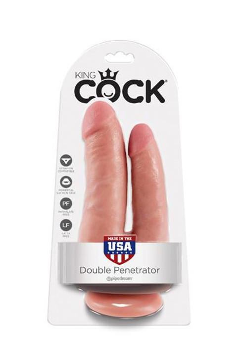 King Cock Double Penetrator Black with suction cup