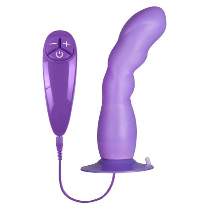 Vibrating Silicone Penis 18cm with Suction Cup Purple