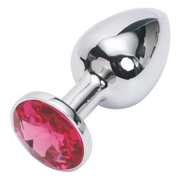 Stainless steel Jewel Butt plug Red-Large