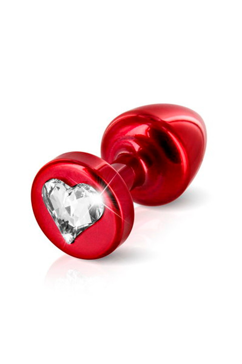 ANNI HEART CRYSTAL T1 RED - Πρωκτικό μεταλλικό βύσμα με διαμάντι Swarovski σε σχήμα καρδιάς