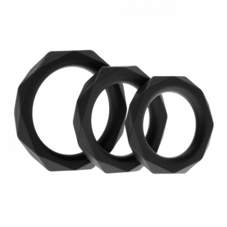 Rock Rings The Cocktagon lll Pack of 3 Black