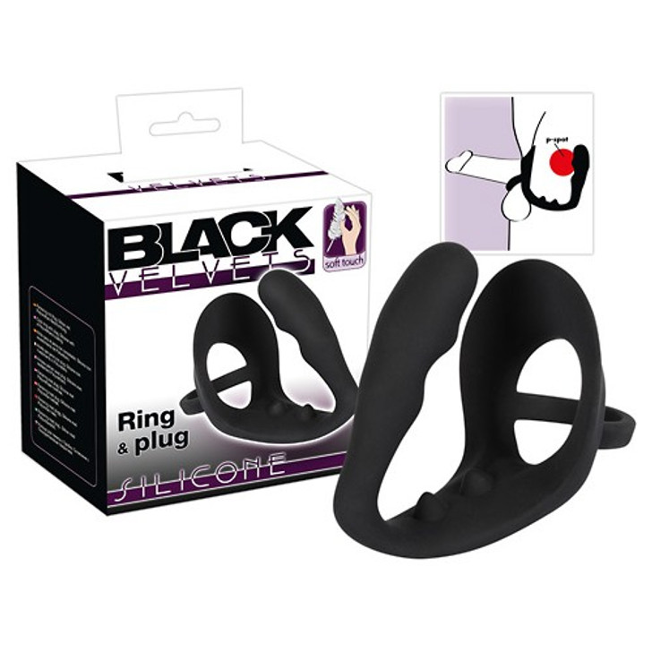 Cock and Balls splitting ring with butt plug