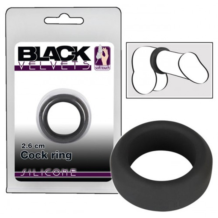 Black Velvets Black Silicone Cock Ring 2.6 cm