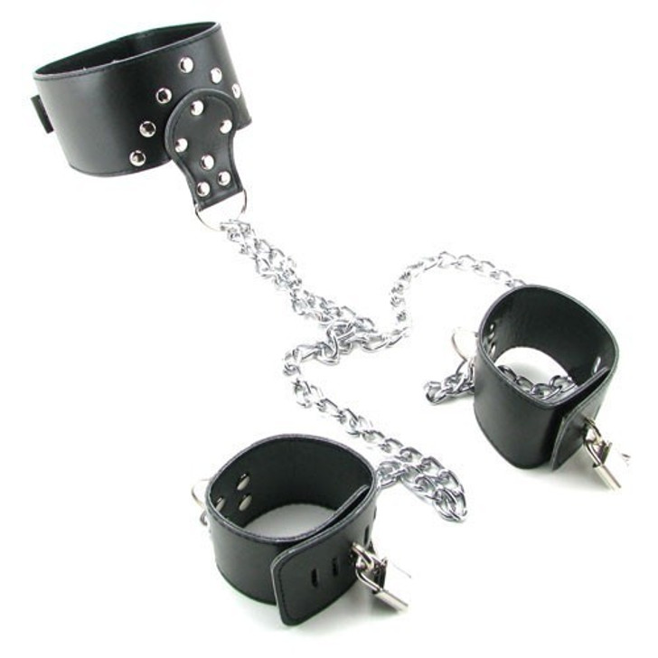 Fetish Fantasy Leather collar and cuffs