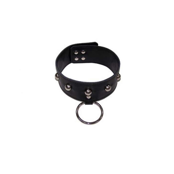 Black leather Neck collar with ring