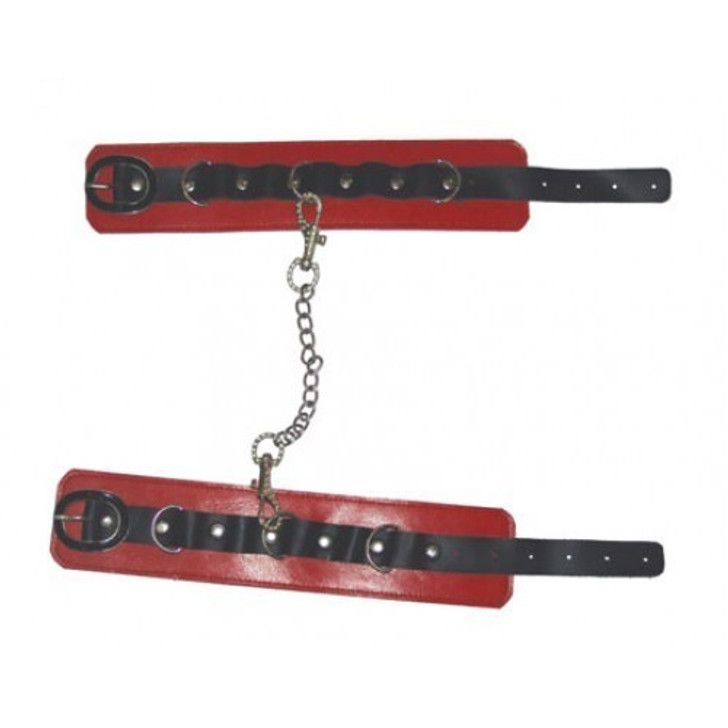 Leather Leg Ankle Cuffs Restraints Red