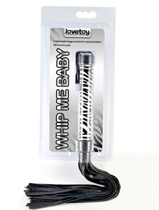 LOVETOY LEATHER WHIP BLACK AND WHITE ZEBRE HANDEL