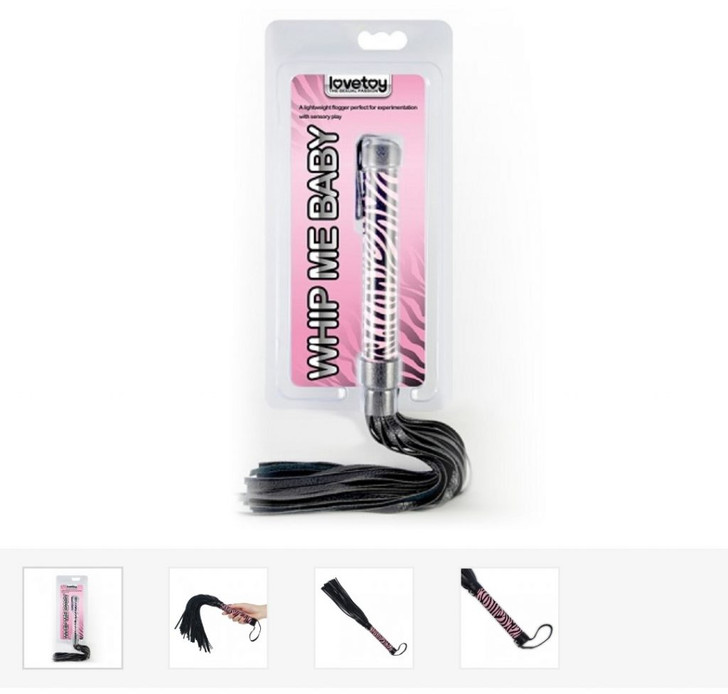 LOVETOY LEATHER WHIP PINK ZEBRE HANDEL