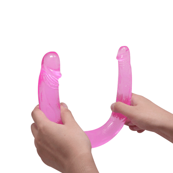 Double Dong Bendable Jelly Soft Pink Dildo 16 inch.